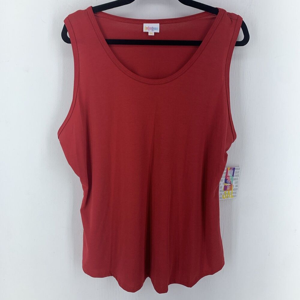 Sleeveless Red Curved Hem Womens 3X Tank Top Stretch Lightweight Vacation NEW